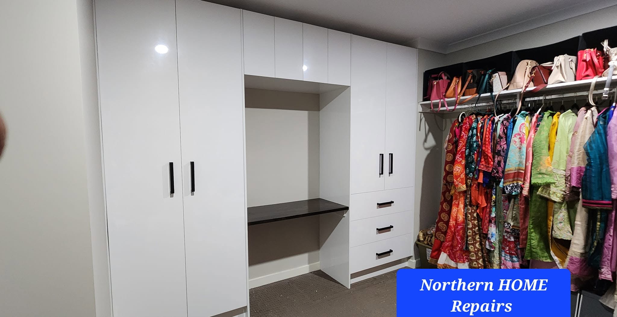 Wardrobe with desk